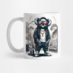 Urban Jungle Swagger: Hip-Hop Koala in Streetwear with Graffiti Background Mug